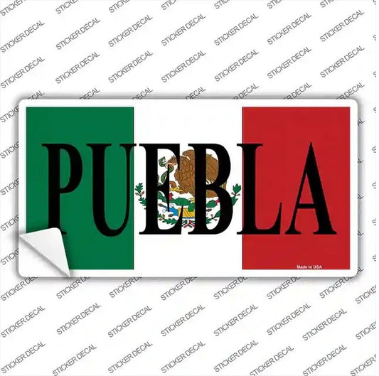 Puebla Mexican Flag Peel and Stick Bumper Stickers