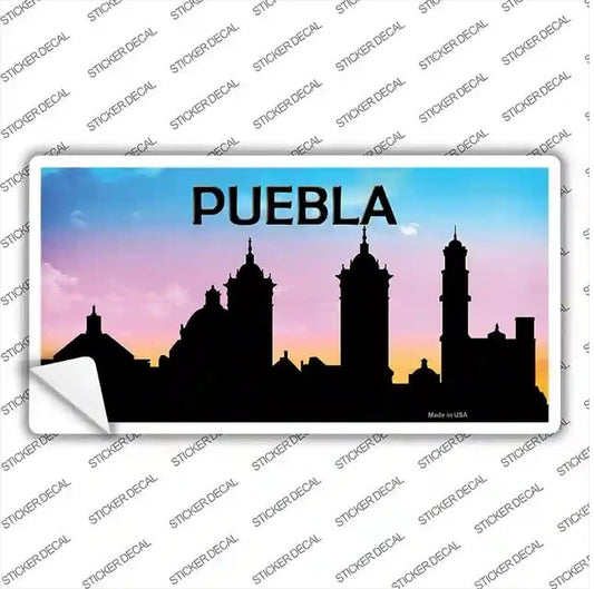 Puebla Mexico Silhouette Peel and Stick Bumper Sticker
