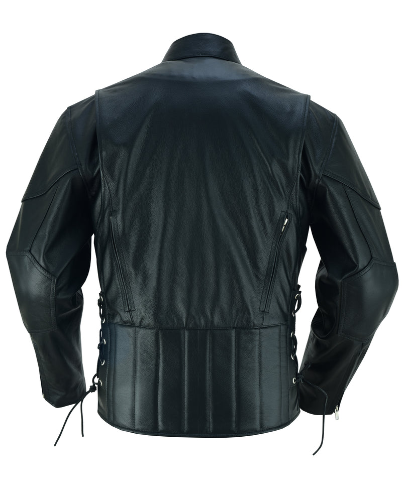 Back View AM Knucklehead Premium Black Men’s Leather Motorcycle Jacket