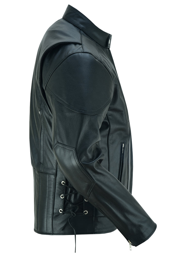 Sleeve Side View AM Knucklehead Premium Black Men’s Leather Motorcycle Jacket