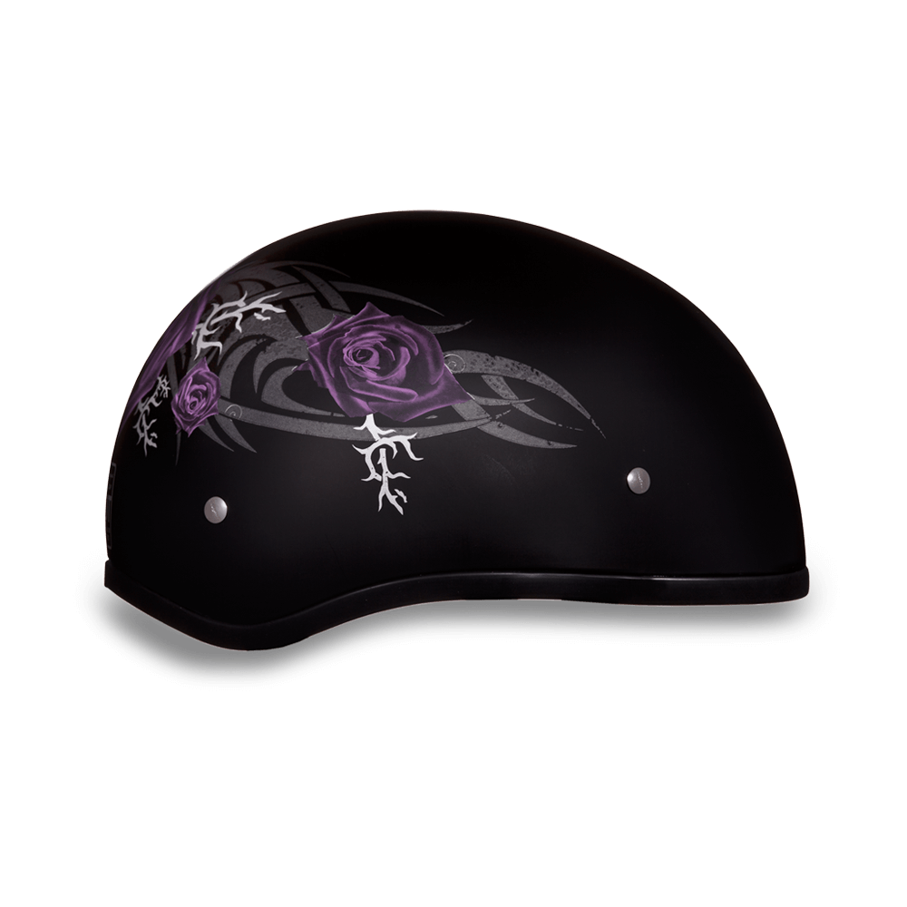 Alternate View D.O.T. DAYTONA SKULL CAP - W/ PURPLE ROSE