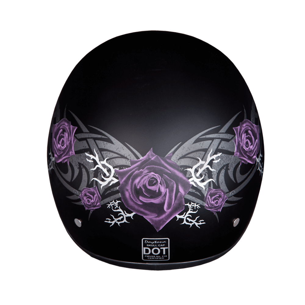 Rear D.O.T. DAYTONA SKULL CAP - W/ PURPLE ROSE