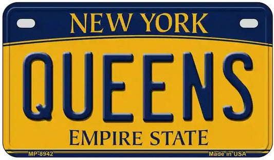 Queens NY Retro Style Motorcycle License Plate