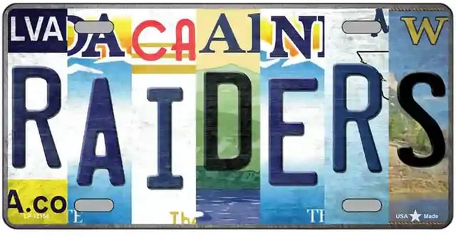 Raiders Strip Art License Plate Style Sign