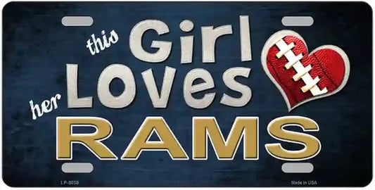 This Girl Loves Her Rams Novelty License Plate