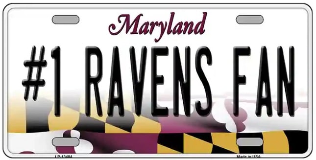 Number 1 Ravens Fan Novelty Metal License Plate