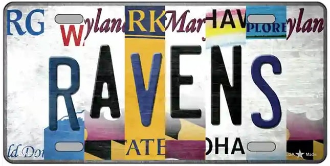 Ravens Strip Art Novelty Metal License Plate