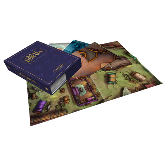 Board game box with game pieces on a white background