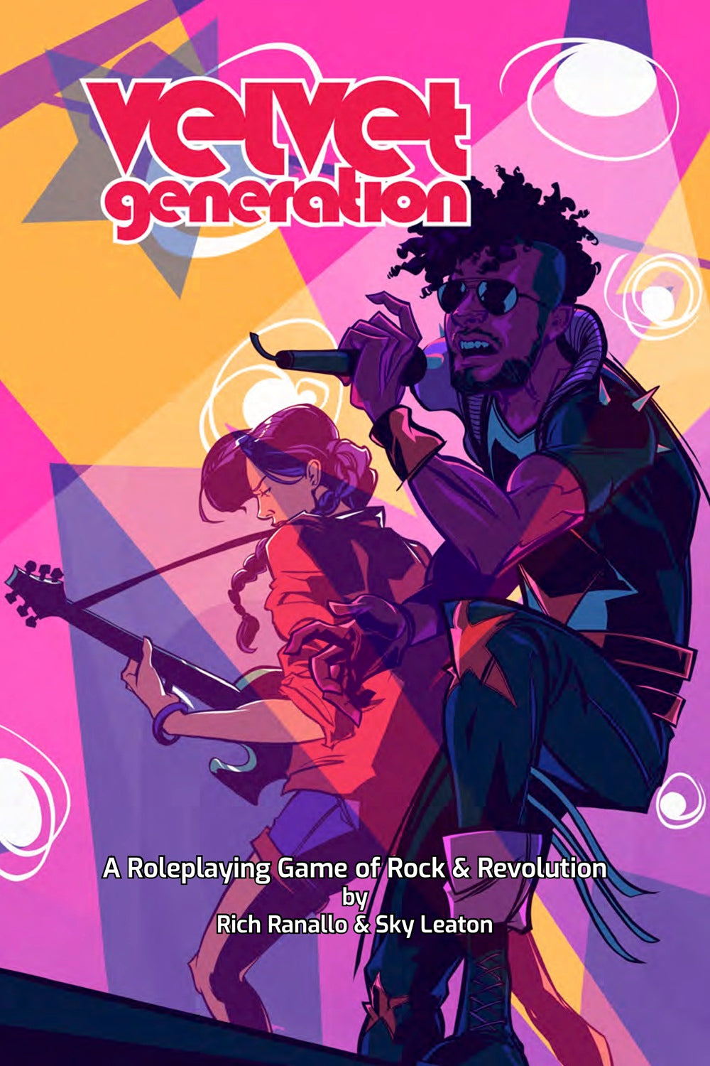 Cover of 'Velvet Generation' roleplaying game with two characters and colorful design.