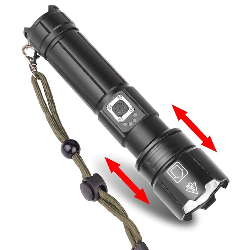Rechargeable LED Flashlight High Lumen USB Ultra Bright Adjustable Powerful Zoomable Flashlight Water Resistant For  Daily Household and Outdoor Camping Hiking Riding Running