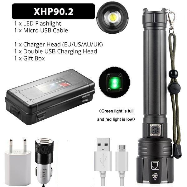 Rechargeable LED Flashlight High Lumen USB Ultra Bright Adjustable Powerful Zoomable Flashlight Water Resistant For  Daily Household and Outdoor Camping Hiking Riding Running