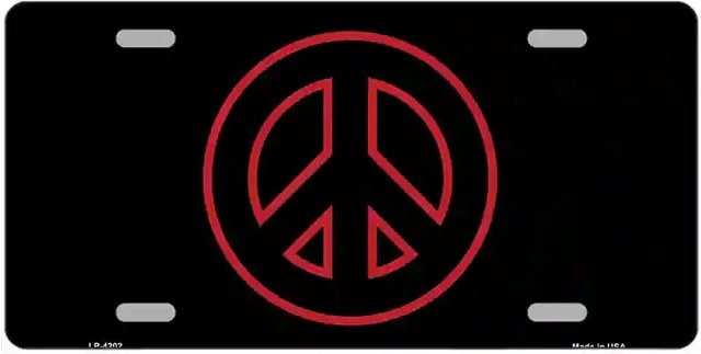 Peace Sign in Red Vanity License Plate