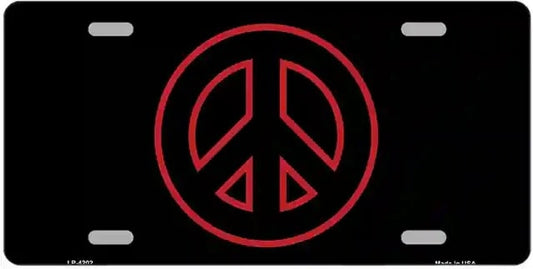 Peace Sign in Red Vanity License Plate
