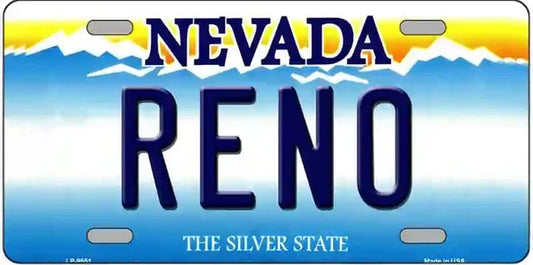 Reno Nevada Background Novelty Metal License Plate