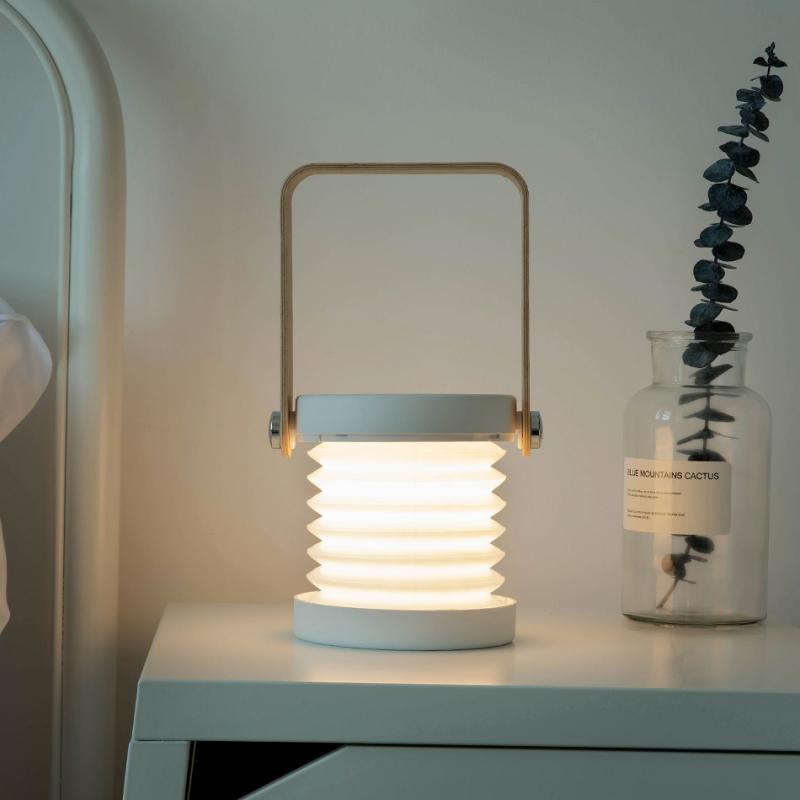Retractable Bedroom Bedside Reading Light Folding Led Desk Lamp Wooden Handle Portable Lantern Light For Camping Emergency Lamps Decorative Table Lamp Cute Study Lamps for Bedroom Décor