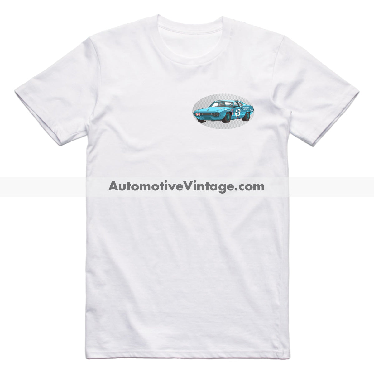 Richard Petty #43 Plymouth Roadrunner Famous Car Chest Logo T-shirt