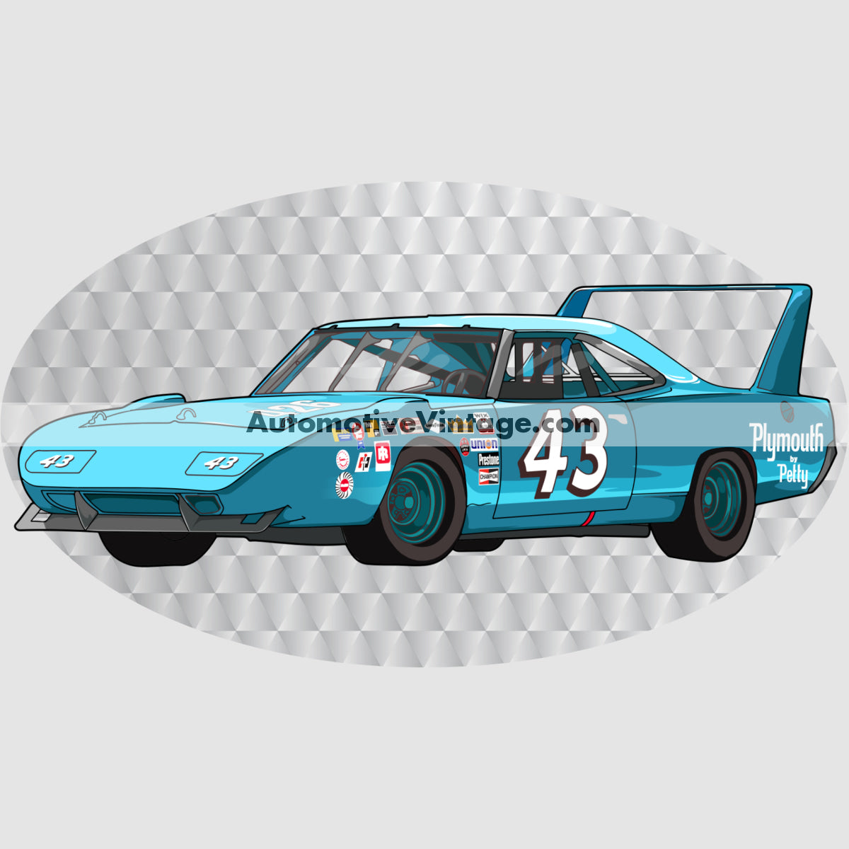 Richard Petty #43 Plymouth Superbird Famous Car Chest Logo T-shirt