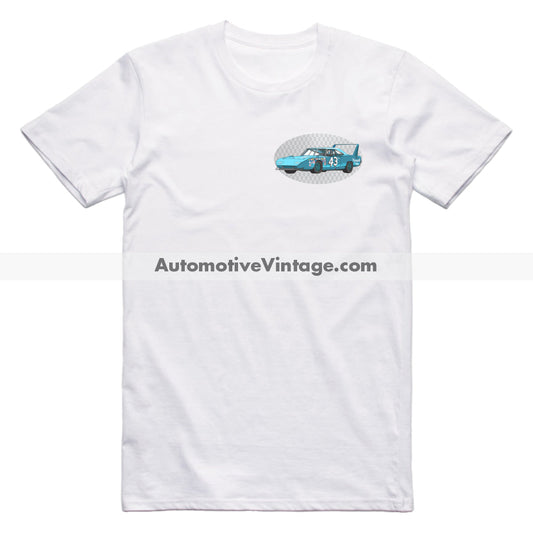 Richard Petty #43 Plymouth Superbird Famous Car Chest Logo T-shirt