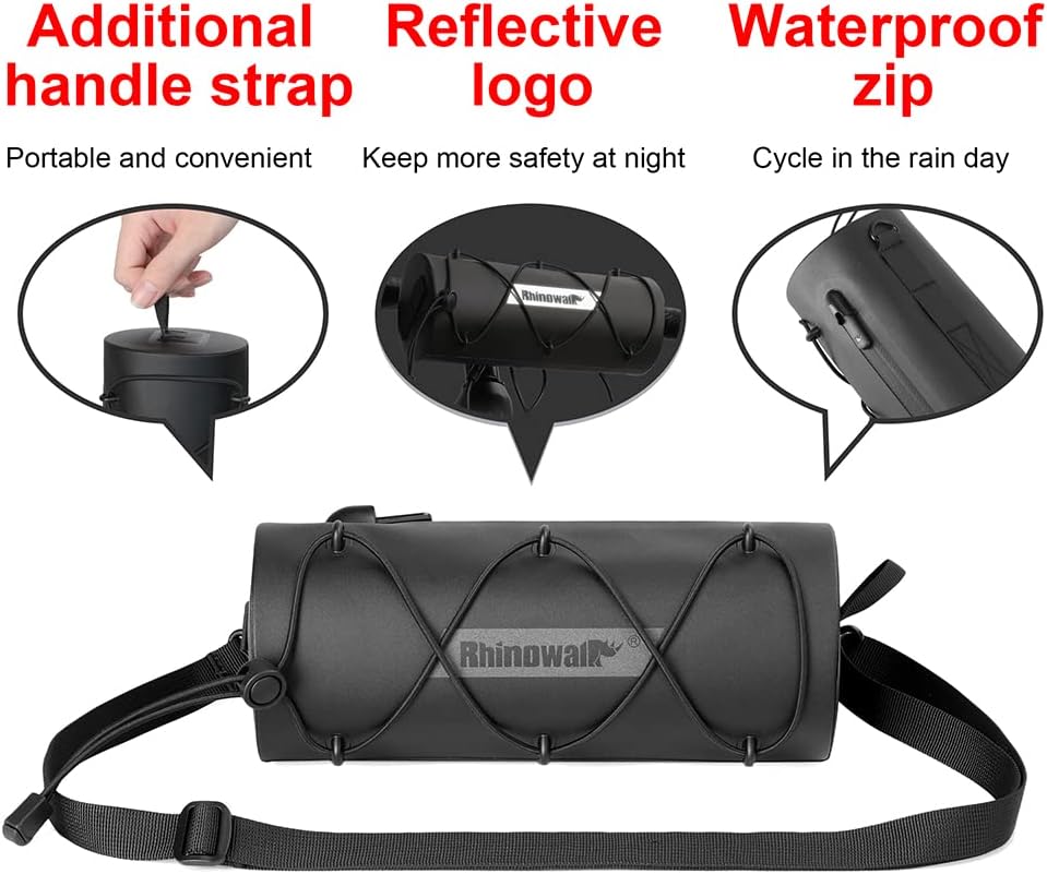 Infographic Rhinowalk Waterproof Handlebar Bag With Shoulder Strap