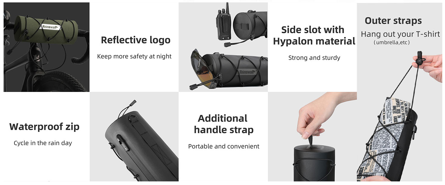 Infographic Rhinowalk Waterproof Handlebar Bag With Shoulder Strap