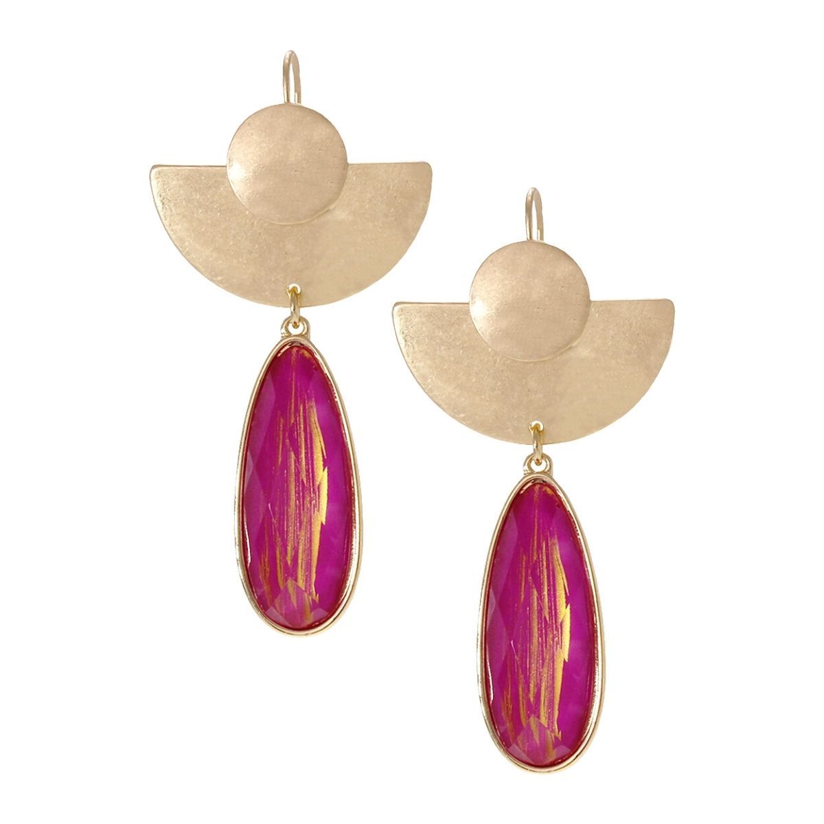 Fuchsia Teardrop Fish Hook Earrings