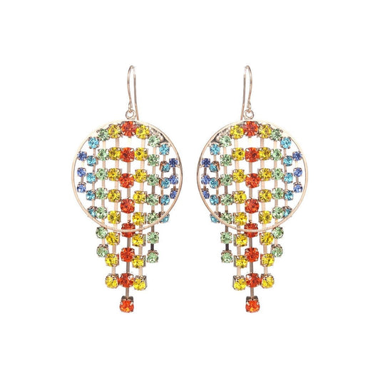 Rainbow Fringe Circle Earrings