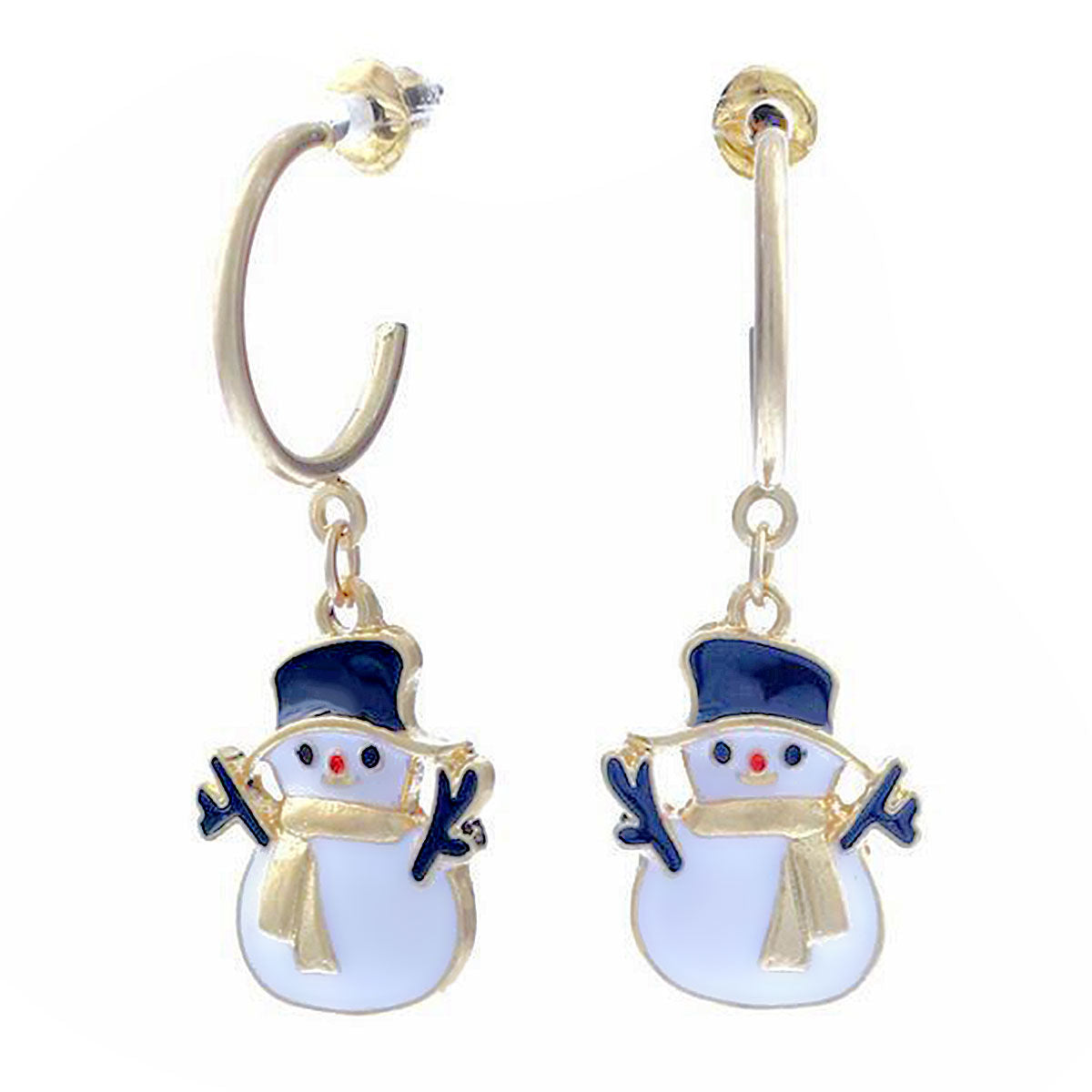 Frosty Adorables: Cute White Snowman Hoop Earrings