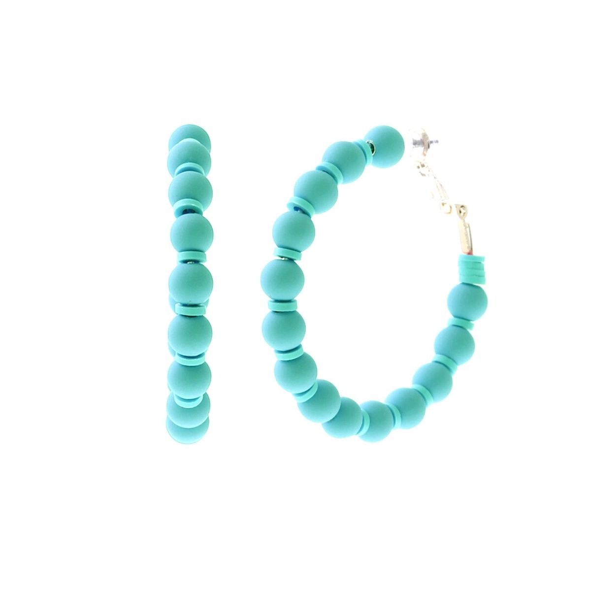 Aqua Rubber Bead Hoops