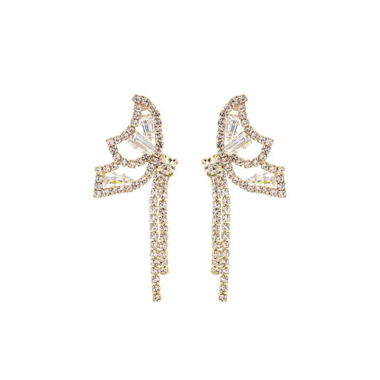 Gold Rhinestone Butterfly Tail Studs