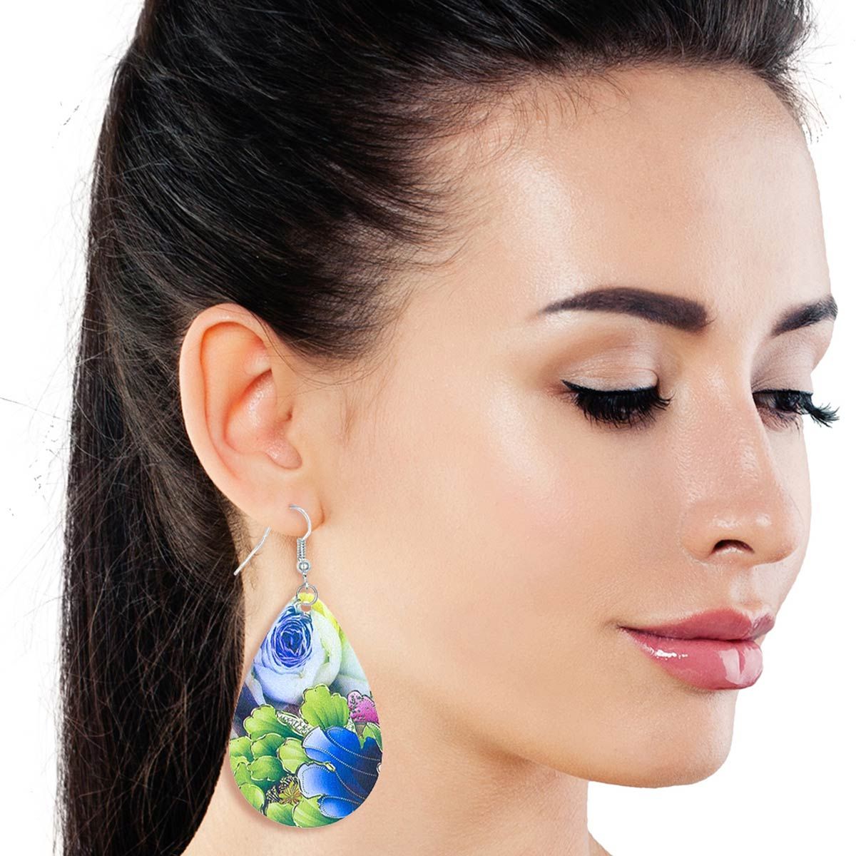 Assorted Floral Printed Teardrop Earrings