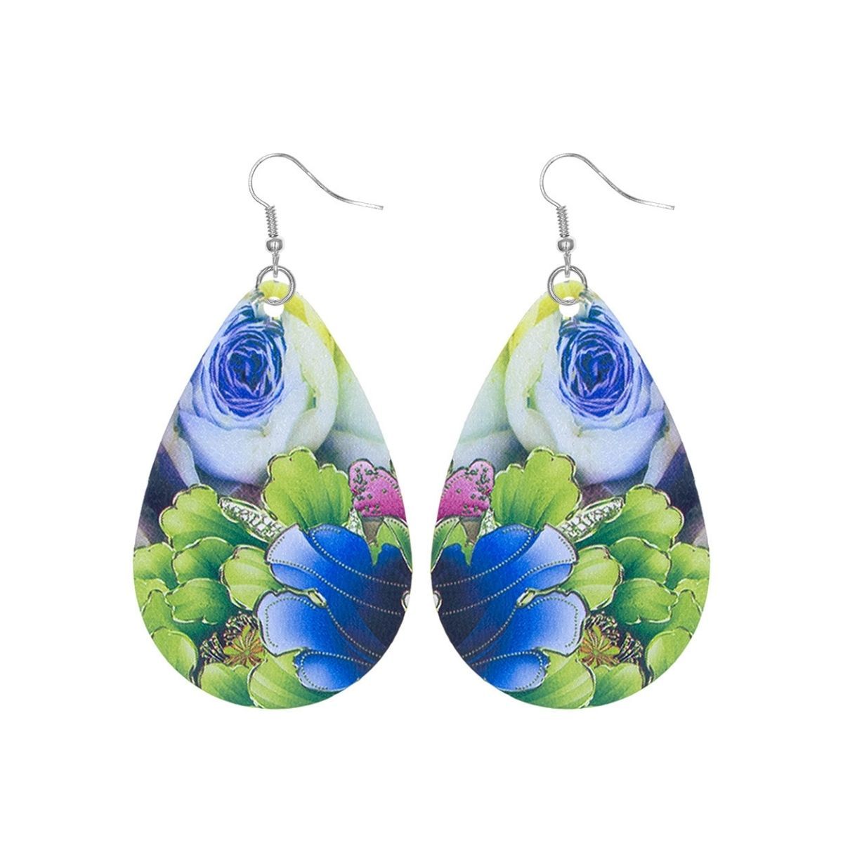 Assorted Floral Printed Teardrop Earrings