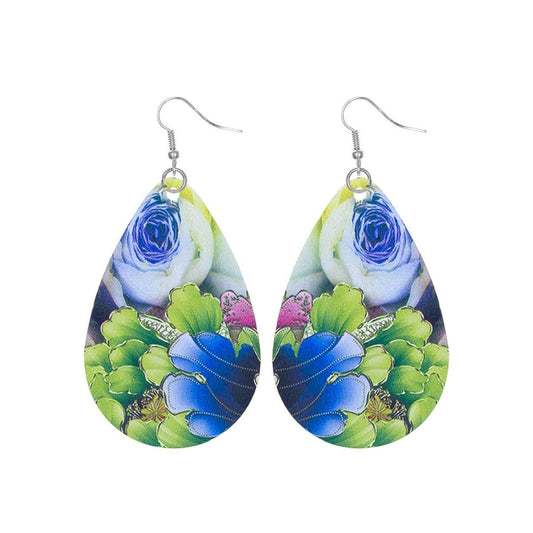 Assorted Floral Printed Teardrop Earrings