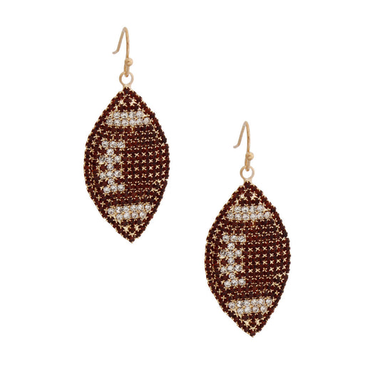 Brown Stone Football Earrings