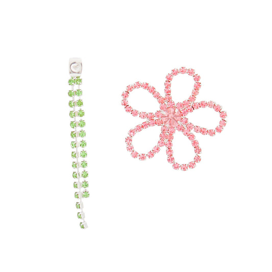 Jacket Pink Green Stone Daisy Earrings for Women