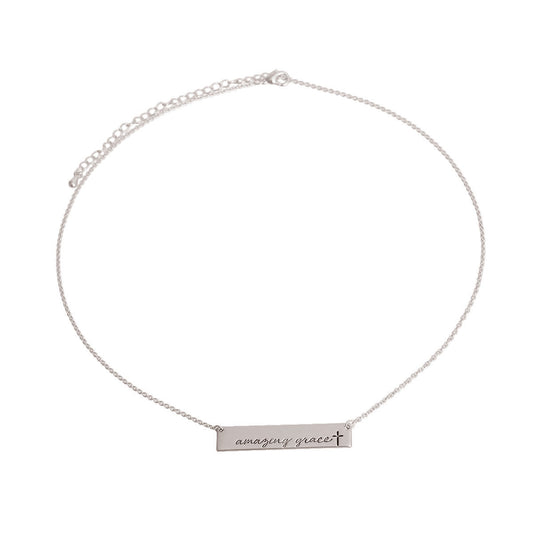 Silver Amazing Grace Plate Necklace