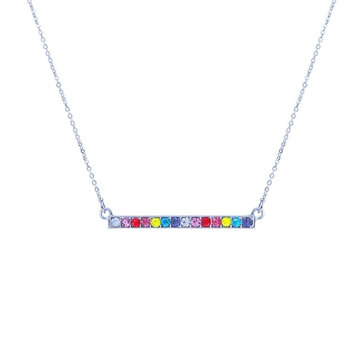 Rainbow Bar Silver Chain Necklace