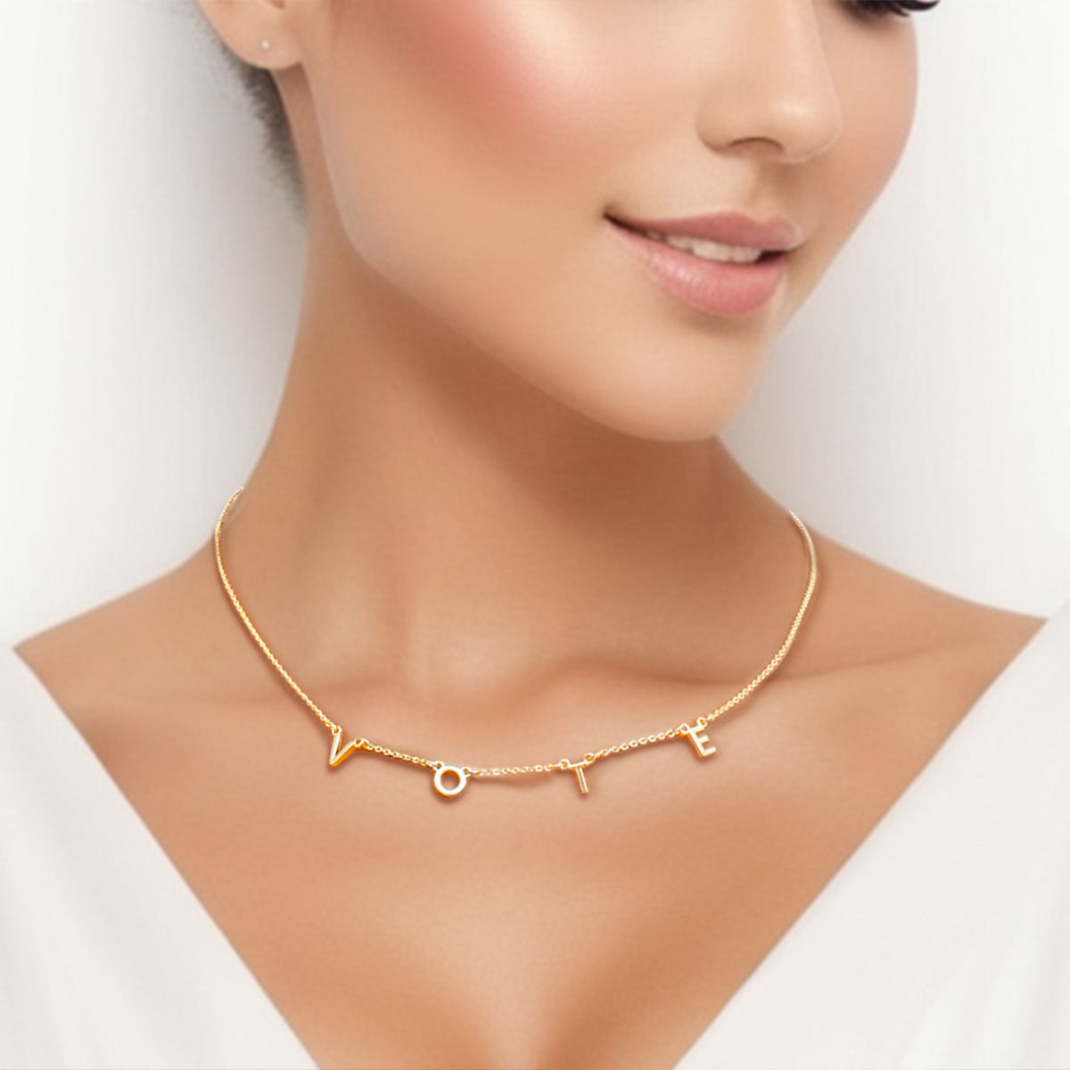 Gold VOTE Station Necklace