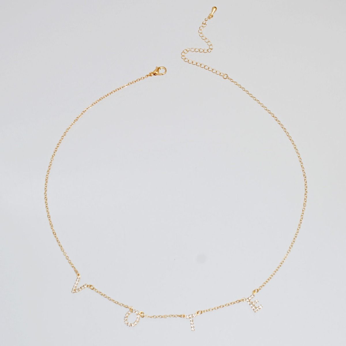 Gold Rhinestone VOTE Necklace