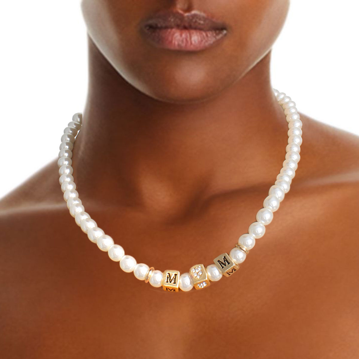 Cream Pearl Gold MOM Necklace