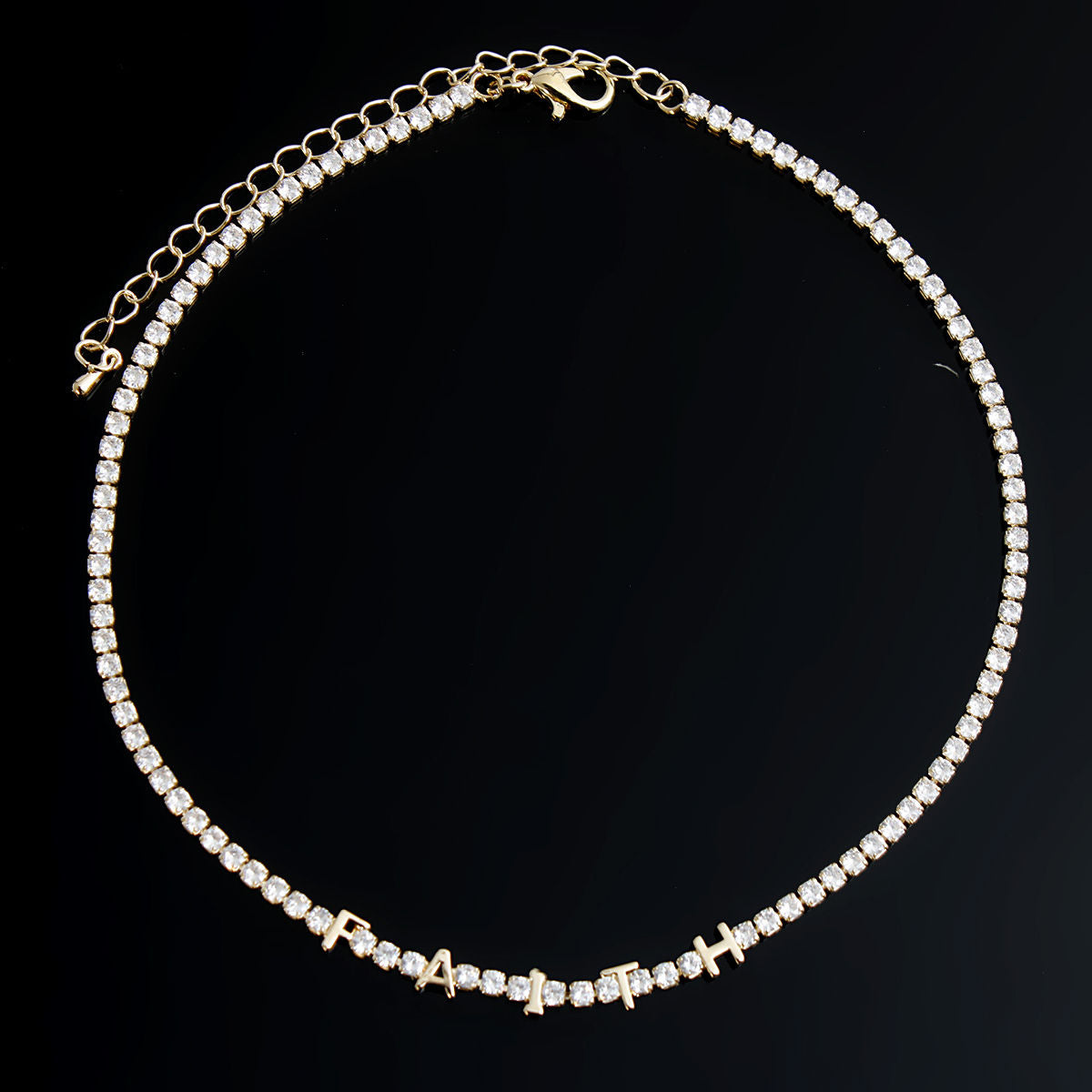 Gold CZ Faith Tennis Choker