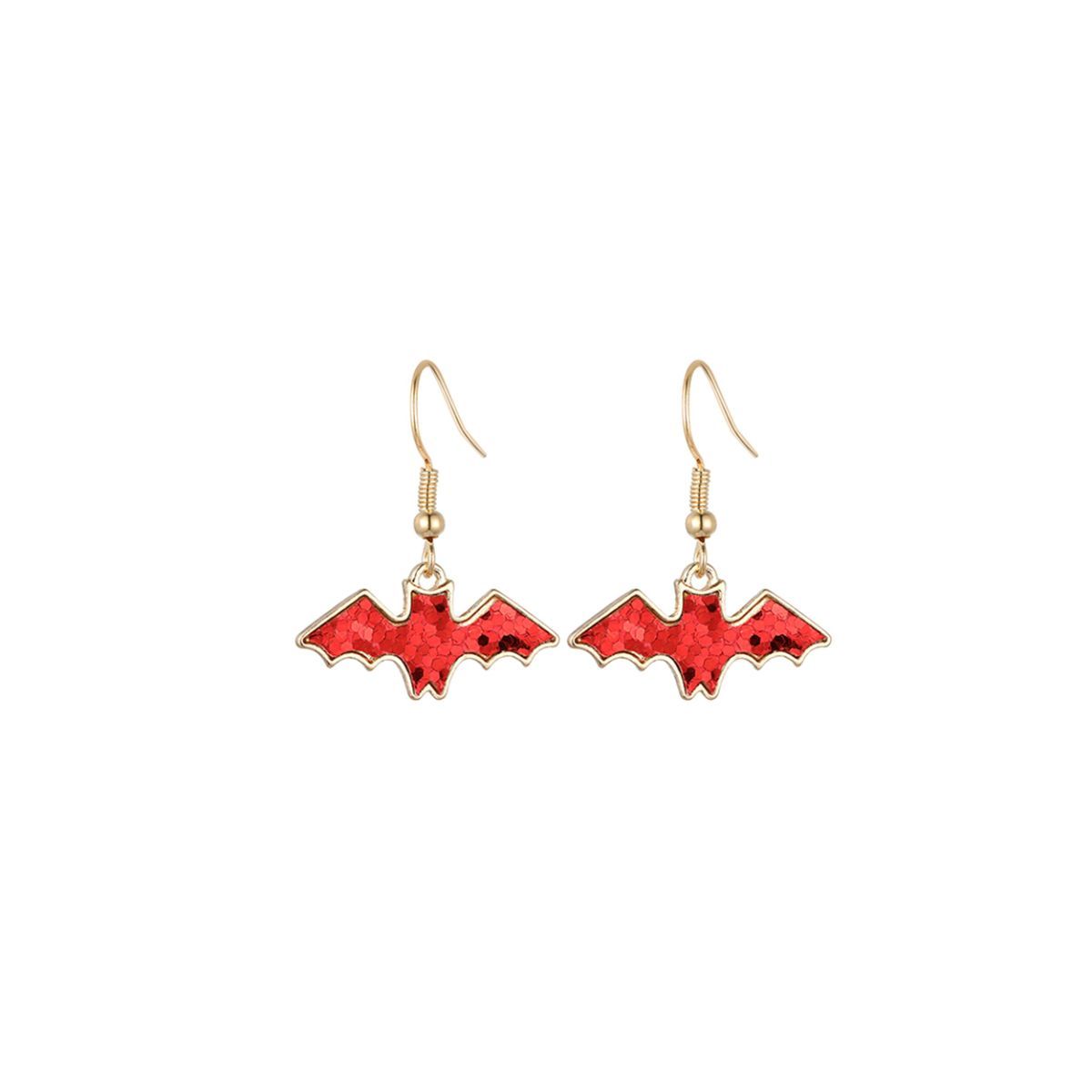 Red Glitter Bat Earrings