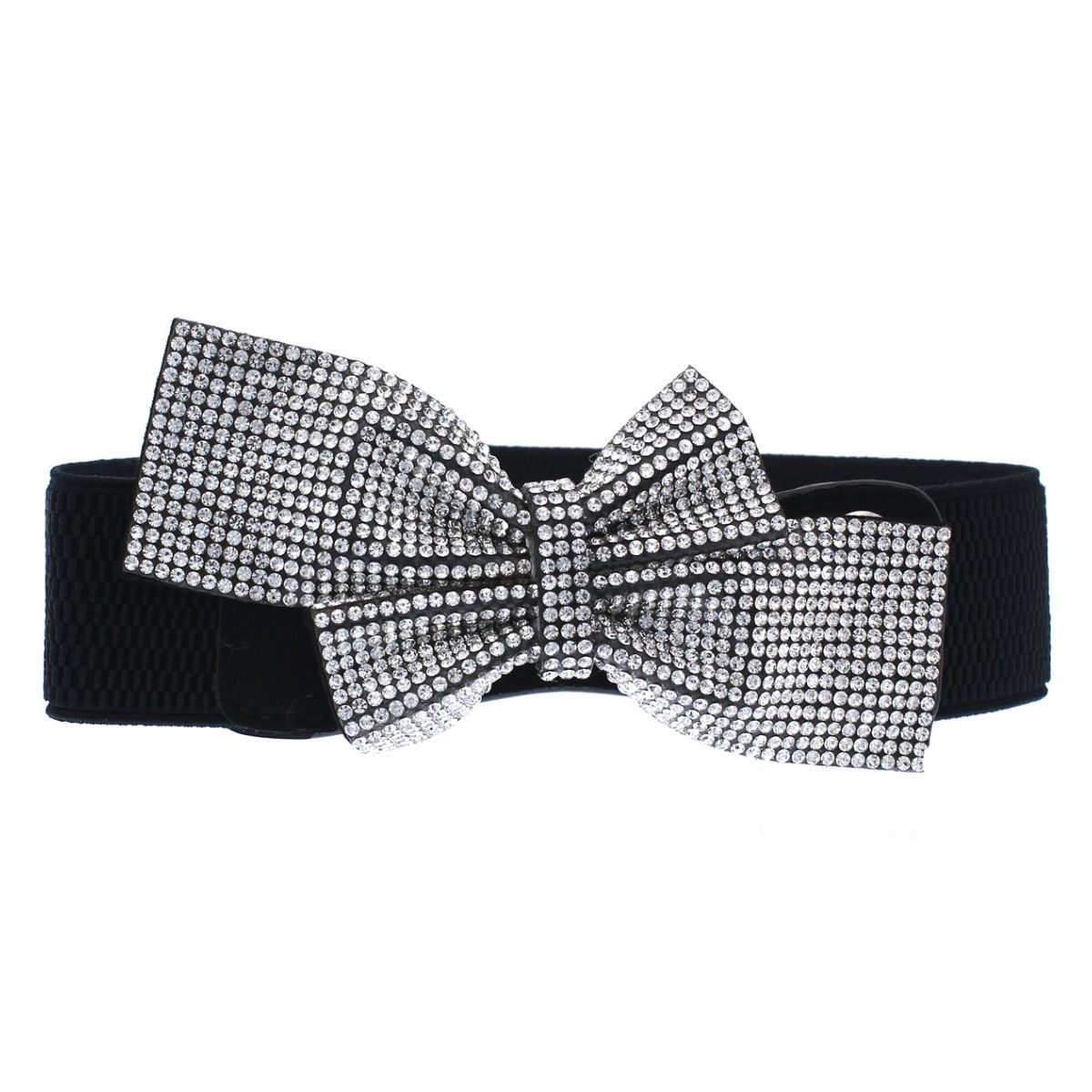 Double Bow Rhinestone Stretch Belt