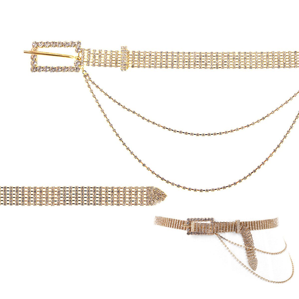 Gold Stone Drape Buckle Belt