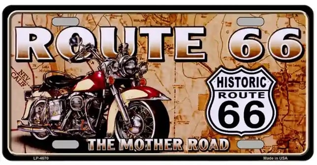 Historic Route 66 Mother Road License Plate