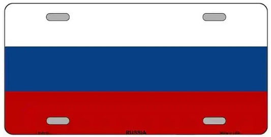 Russian Flag Metal Novelty License Plate
