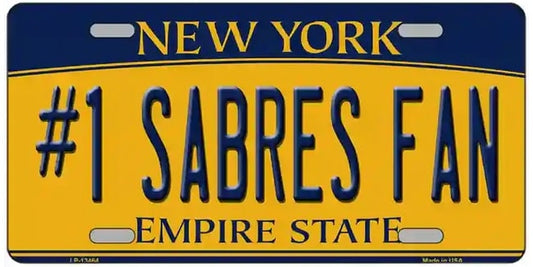 Number 1 Sabres Fan Novelty Metal NY License Plate Style Sign