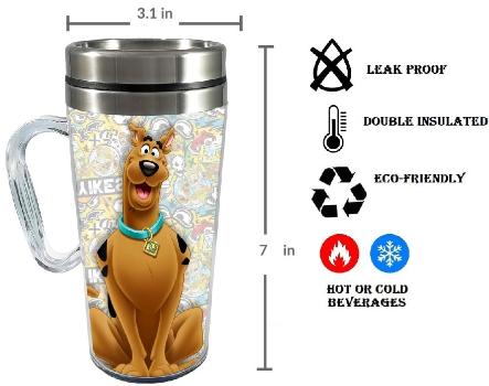 Scooby Doo Insulated Travel Mugs - Acrylic and Stainless Steel Drink Cup