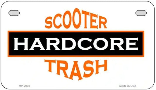 Scooter Trash White Motorcycle License Plate