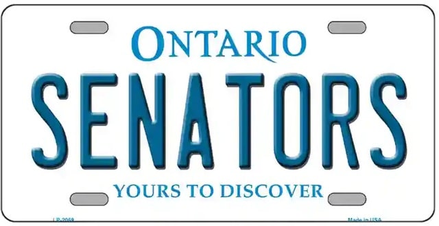 Senators Ontario Metal License Plate