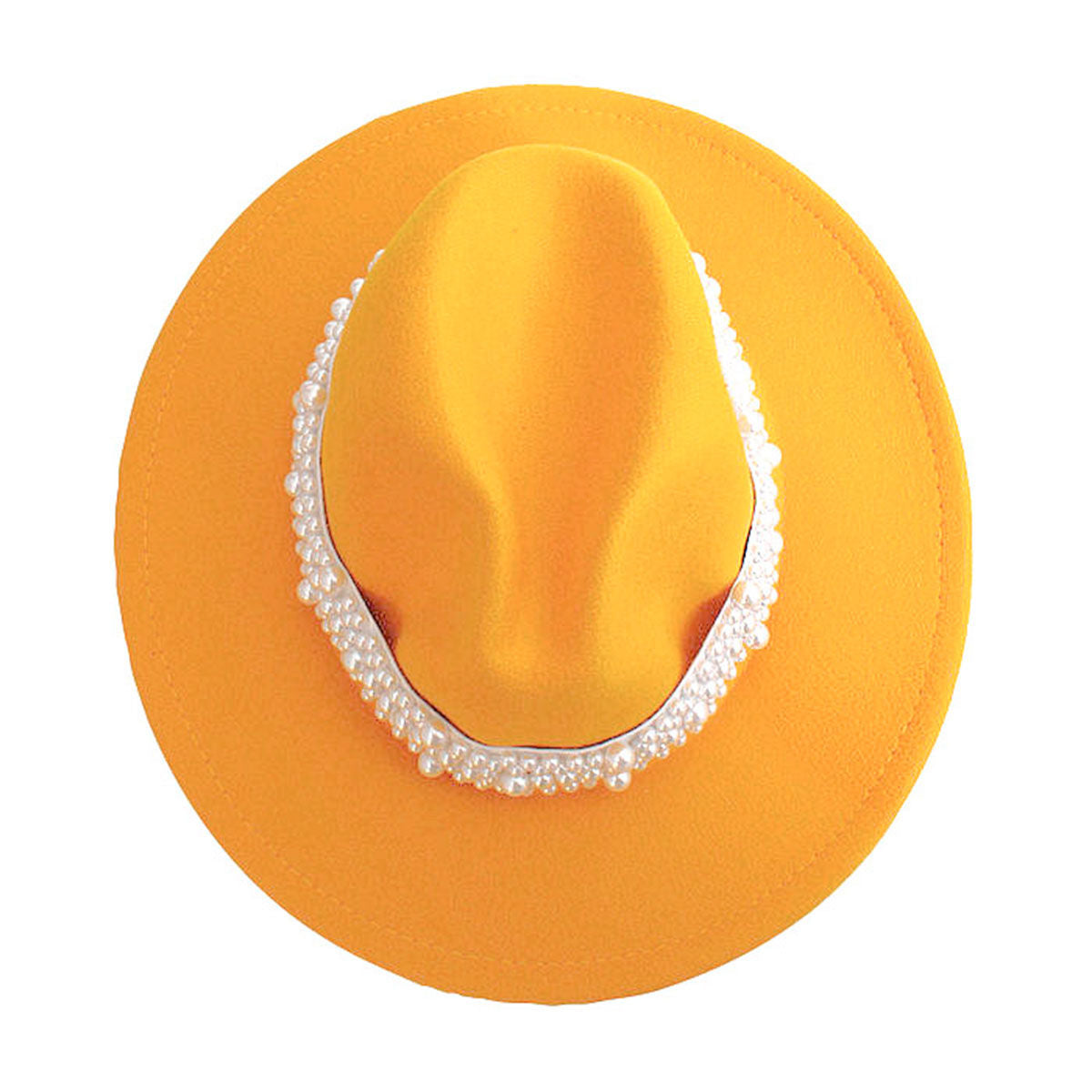 SGR Sorority Yellow Fedora Pearl Band Hat Women